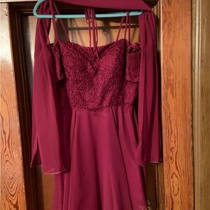 Elegant Burgundy Lace Dress